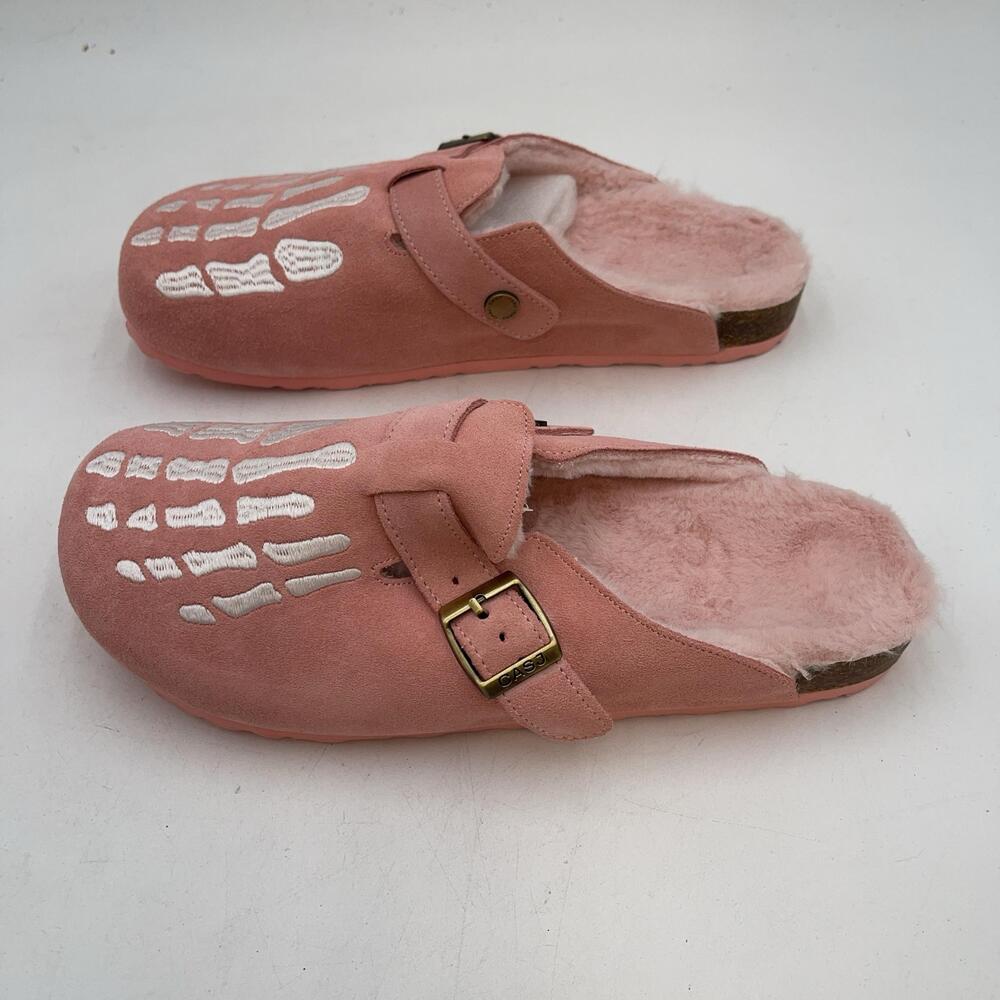 Casjwear SKELLY FUR CLOGS PINK Buckle Slip On Comfort Size 10 Limited Edition - Picture 4 of 9